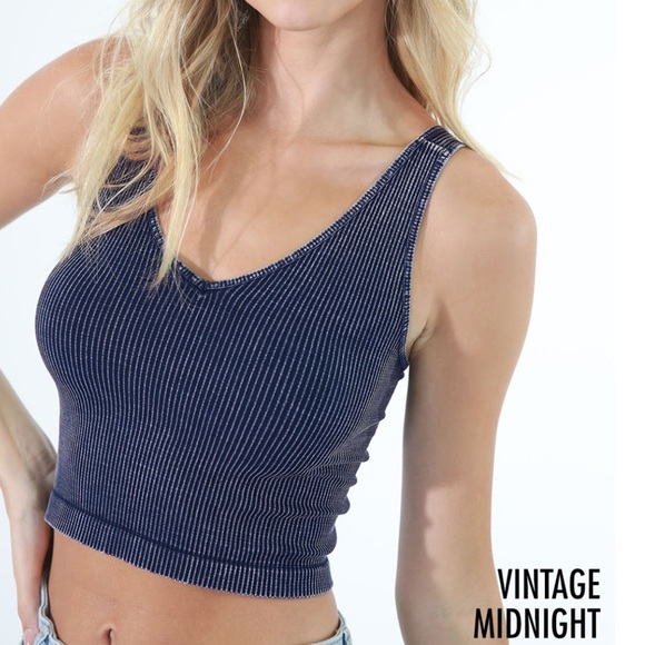 Basic V Neck Seamless Tank - Midnight - Picture 5 of 5